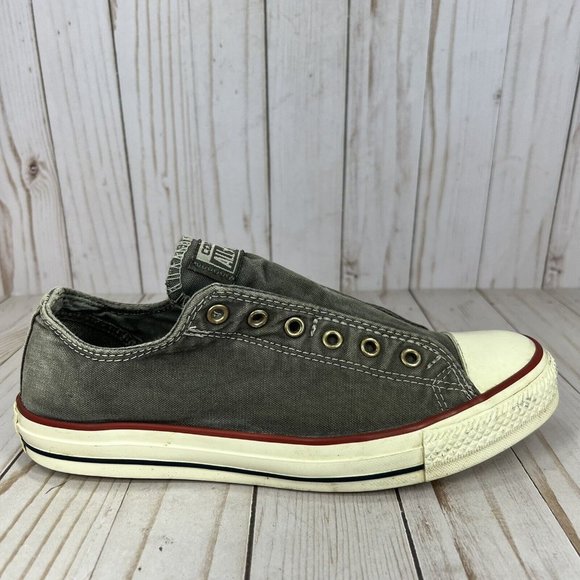 Converse All Star Laceless Slip On Sneakers Mens Size 6.5 Gray Canvas